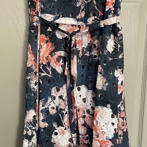 Hemant & Nandita Anthropologie Lazuli Watercolor Floral Eyelet Midi Dress - Picture 9 of 9